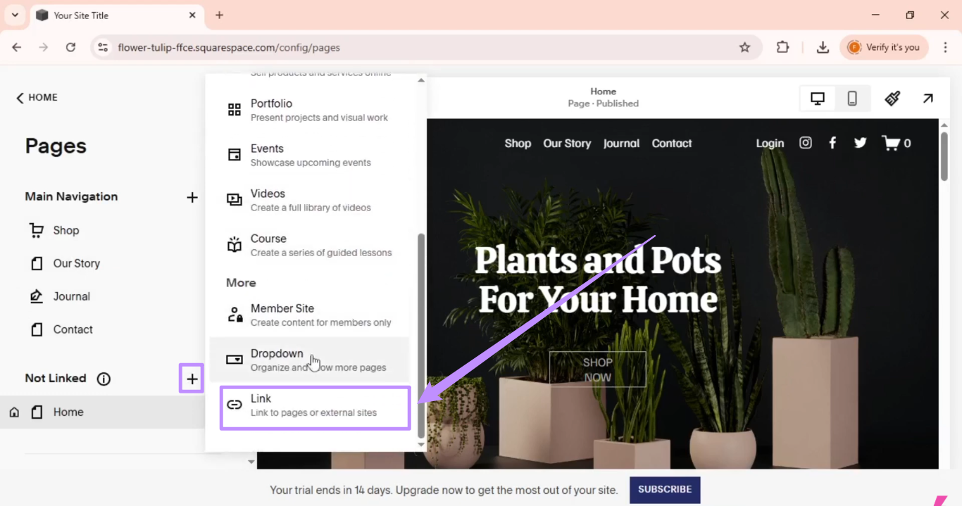 choose the link option