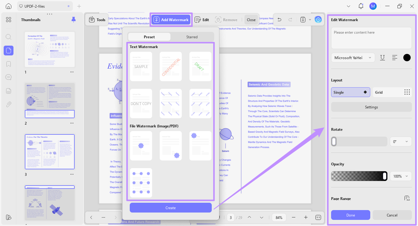 customizing watermarks