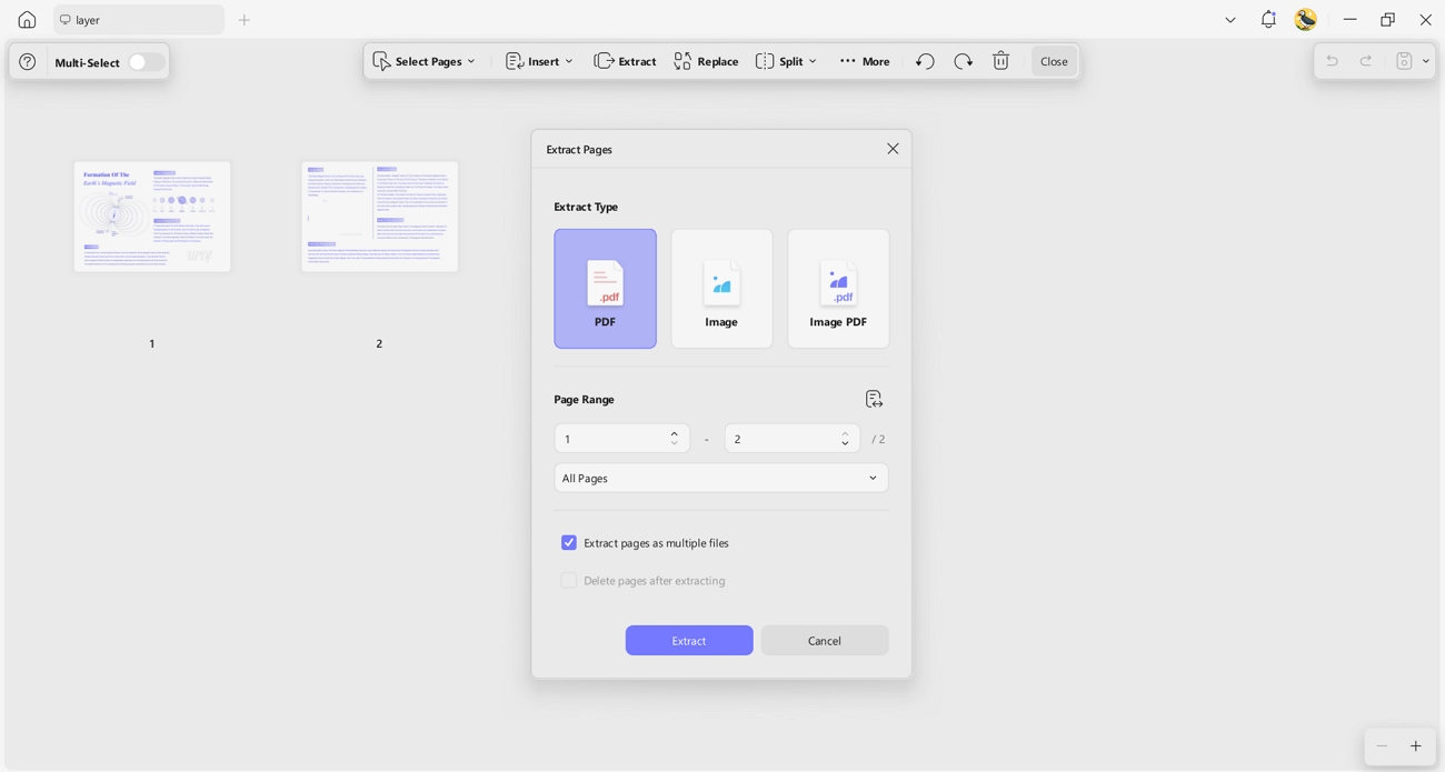 extract pdf pages different formats