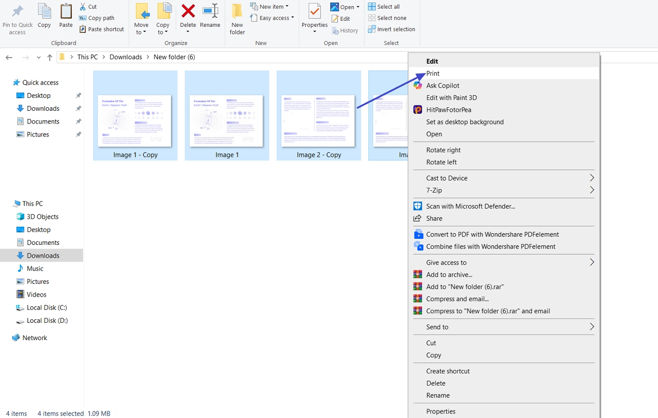 choose print option windows tool