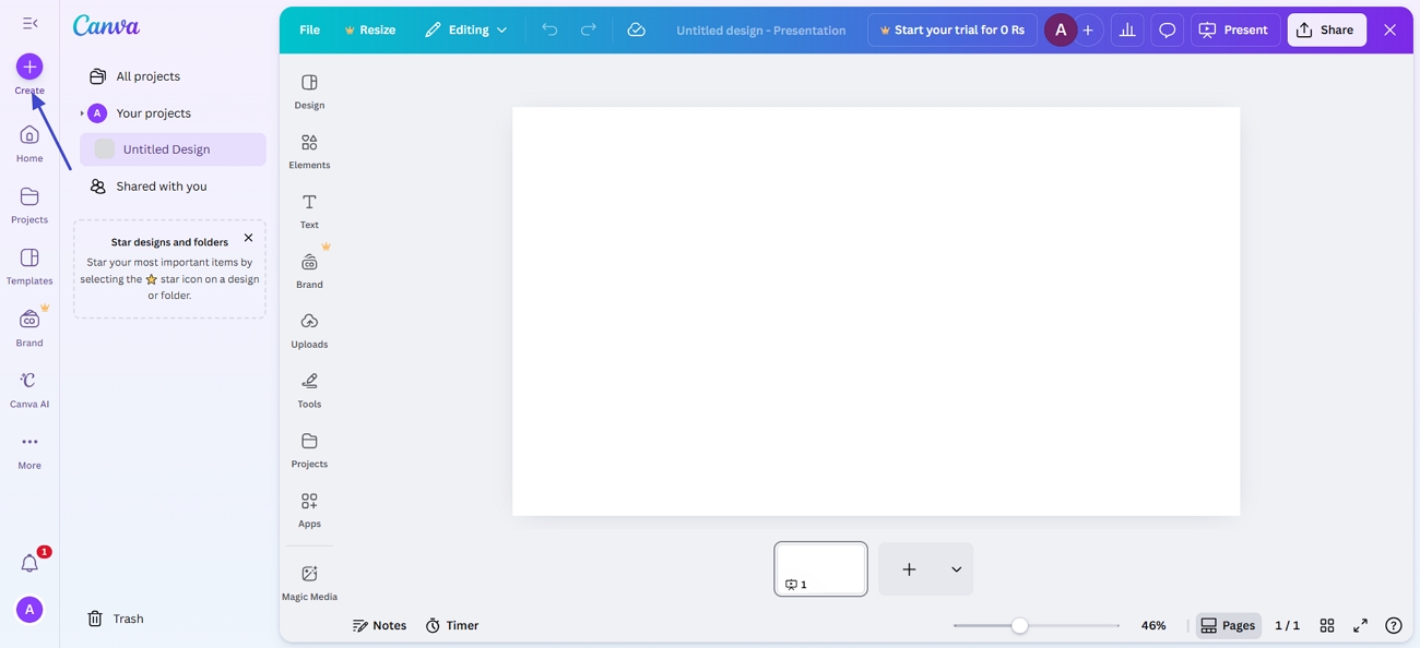 create blank canvas canva web