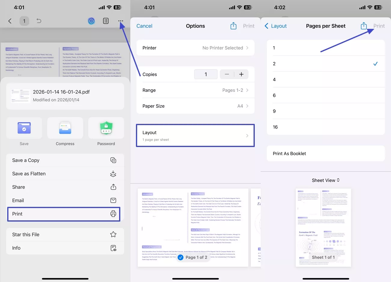 print combined images pdf updf mobile
