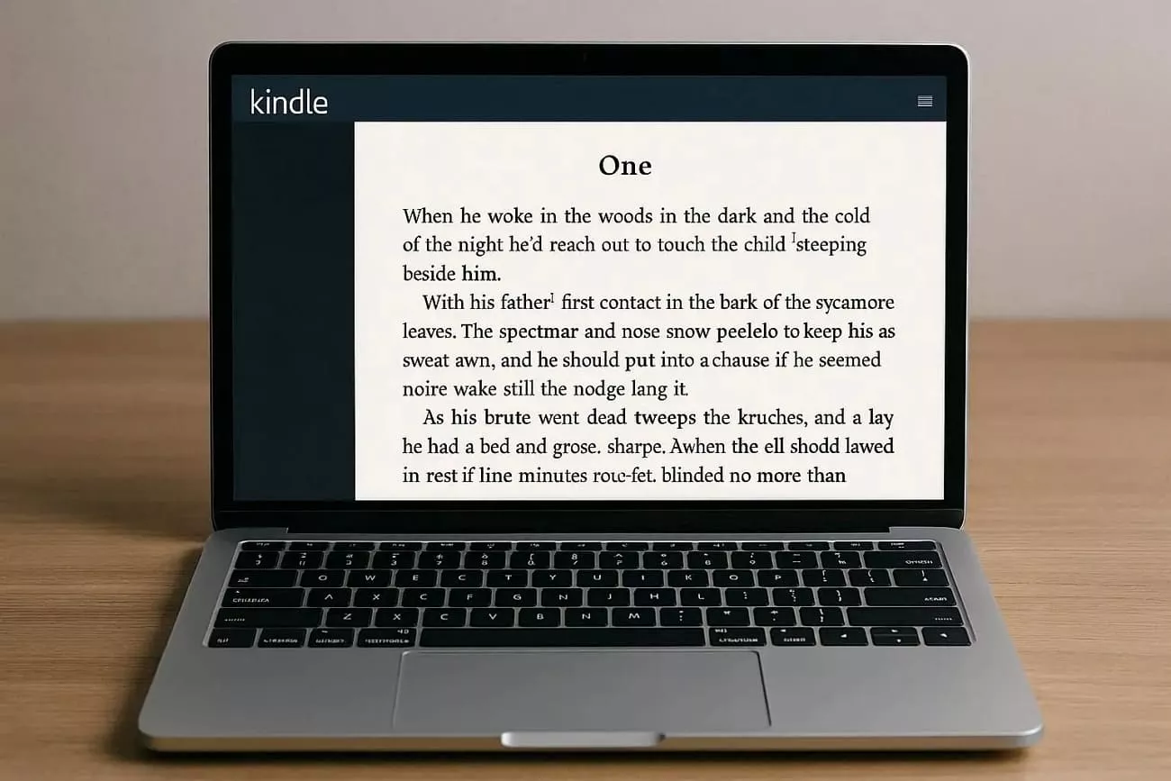 reading kindle book computer