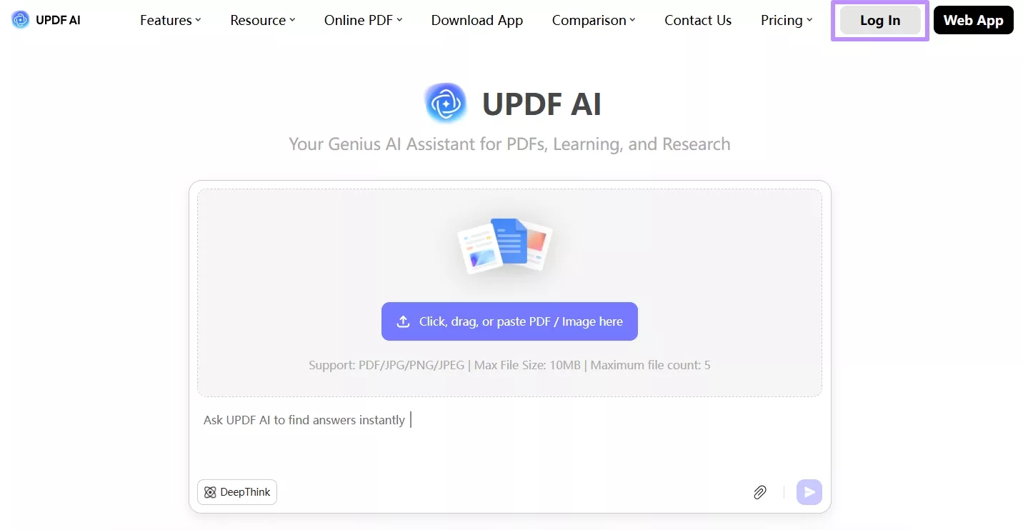  login to updf ai online