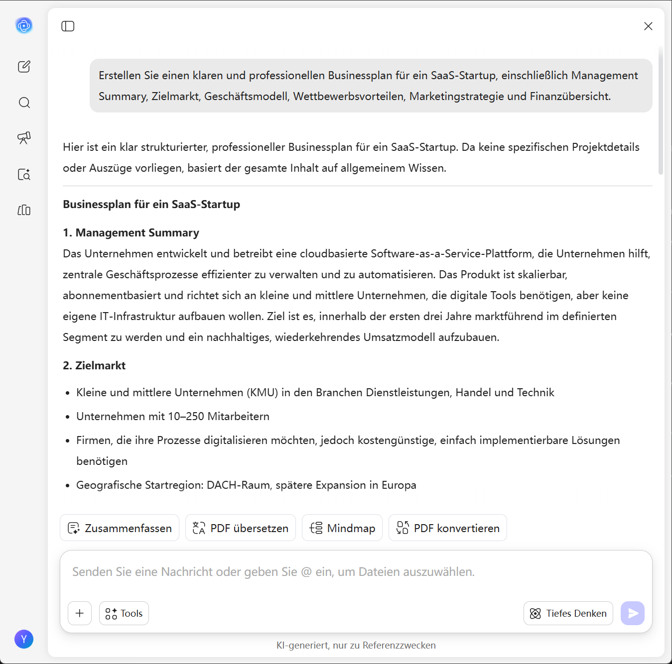 So erstellen Sie kostenlos einen Businessplan mit UPDF AI