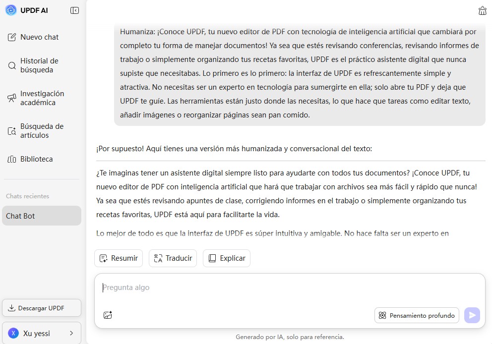 Humanización UPDF AI