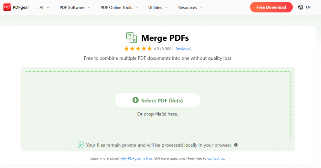 PDFgear在線合併PDF