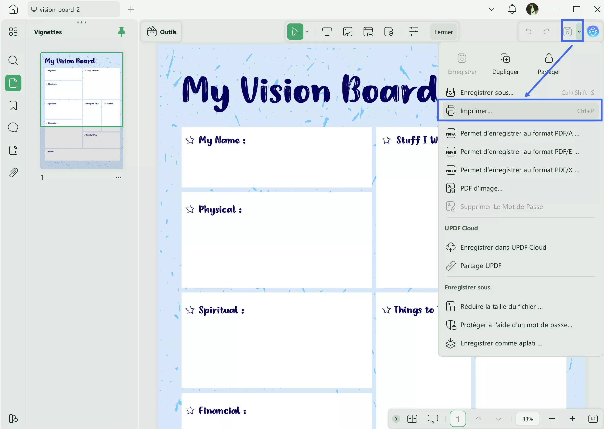 imprimer un PDF à l'aide d'UPDF