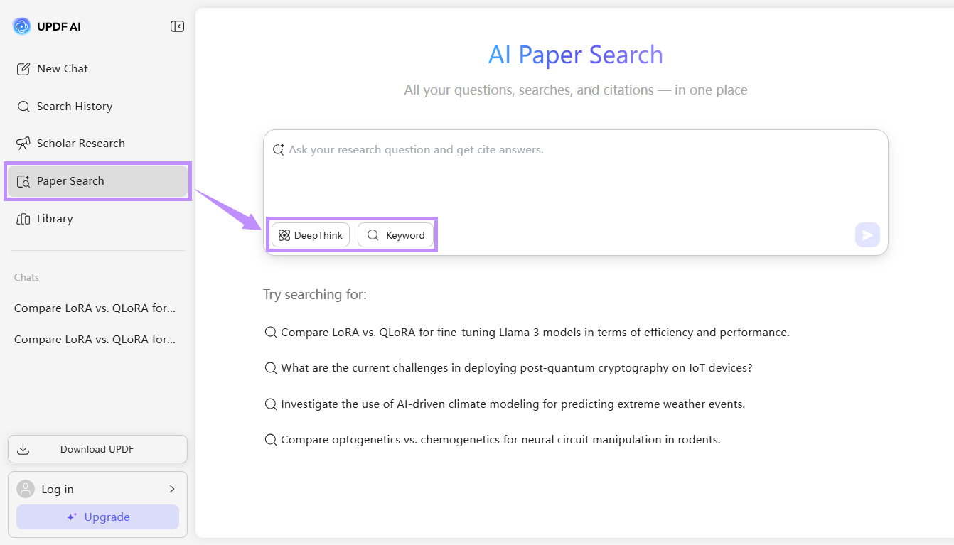 updf ai paper search image