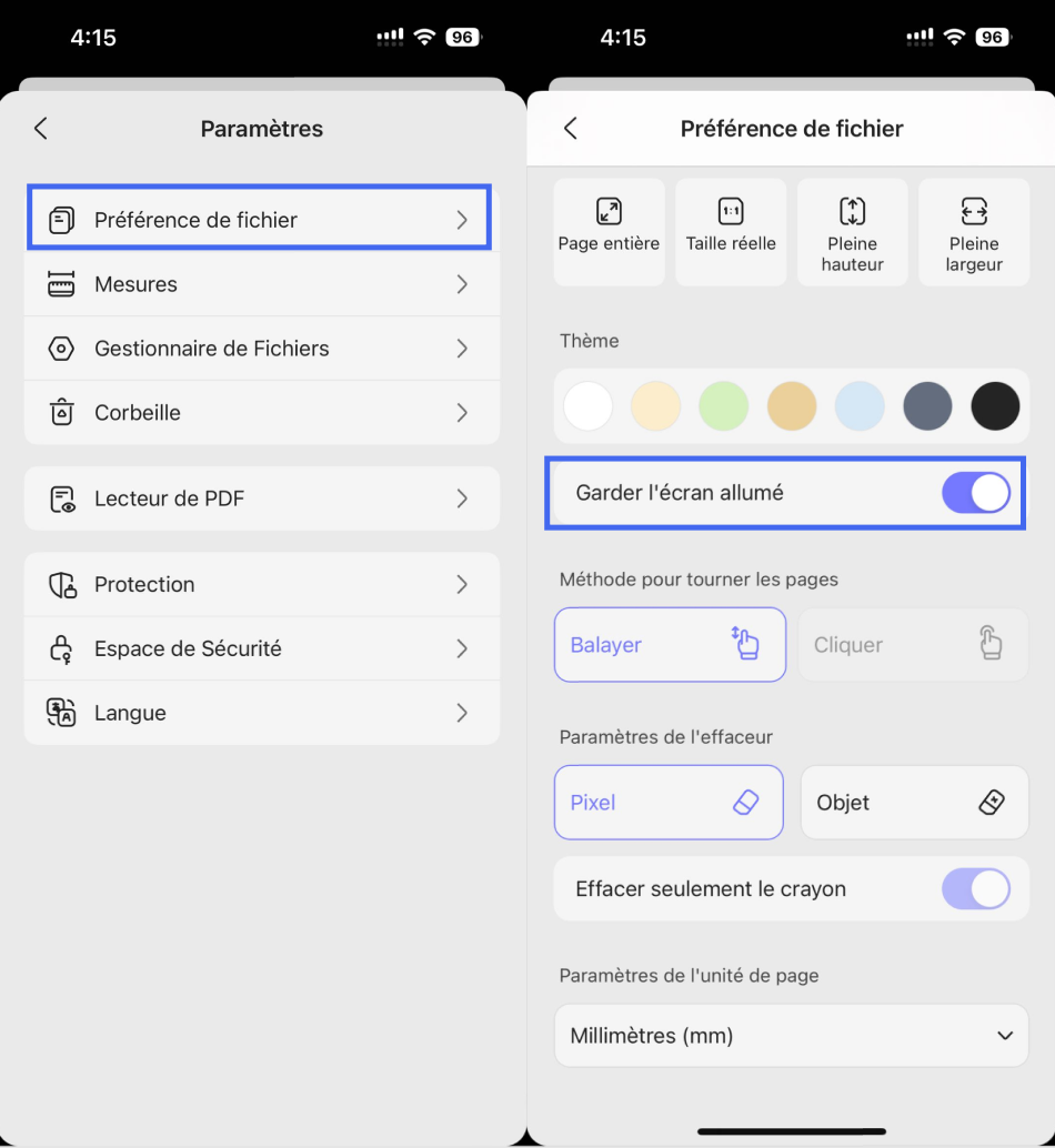 maintenir l’écran allumé