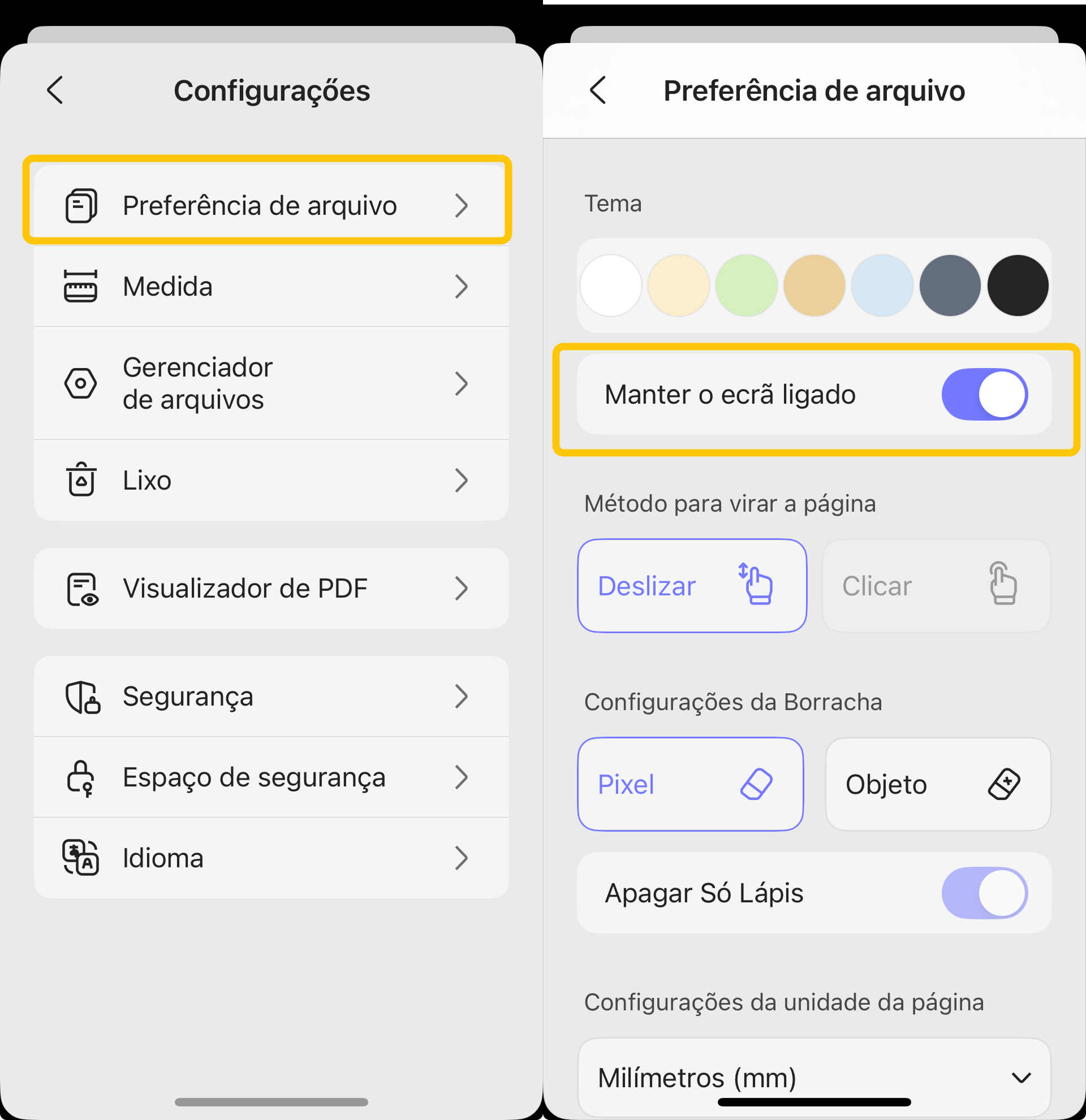 manter a tela ligada