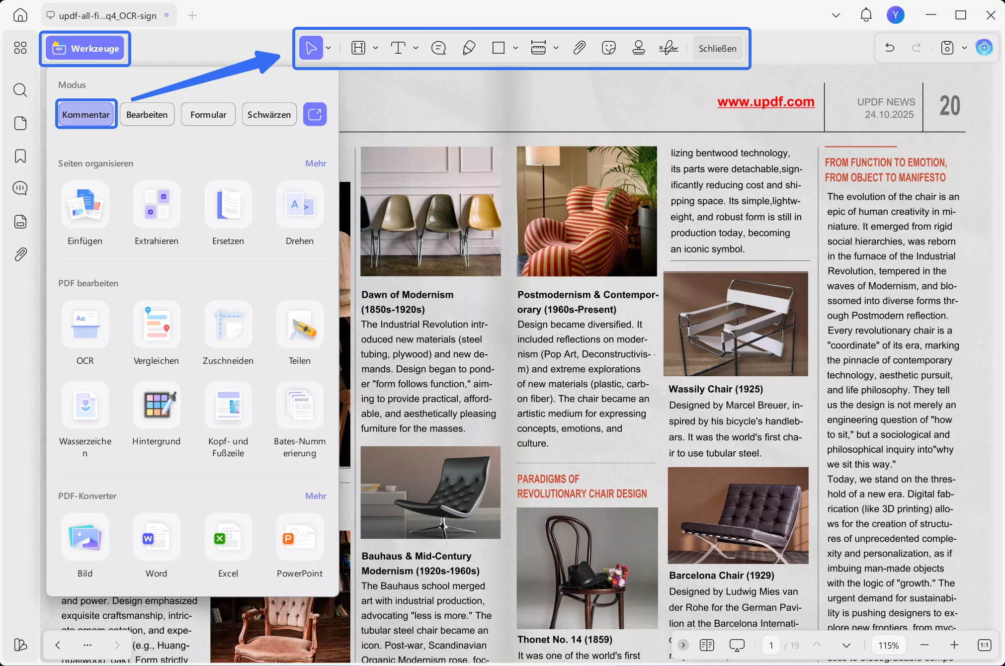 PDF mit updf kommentieren