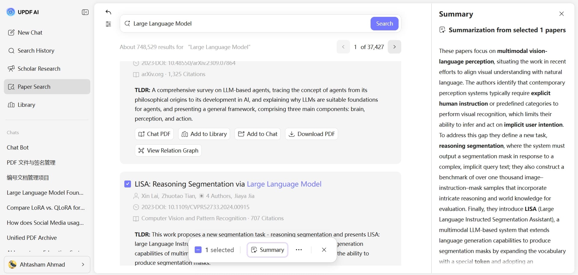 generate research papers summary updf