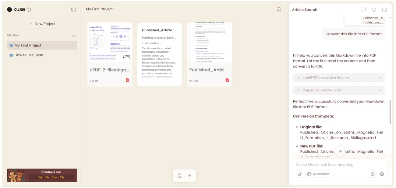 convert source materials kuse ai