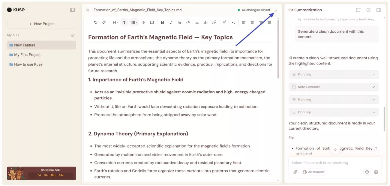 edit download generated document kuse