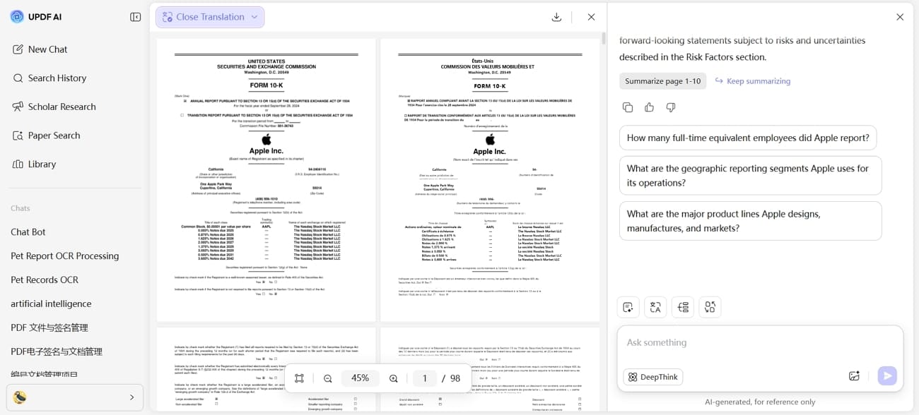 side by side translation comparison mode