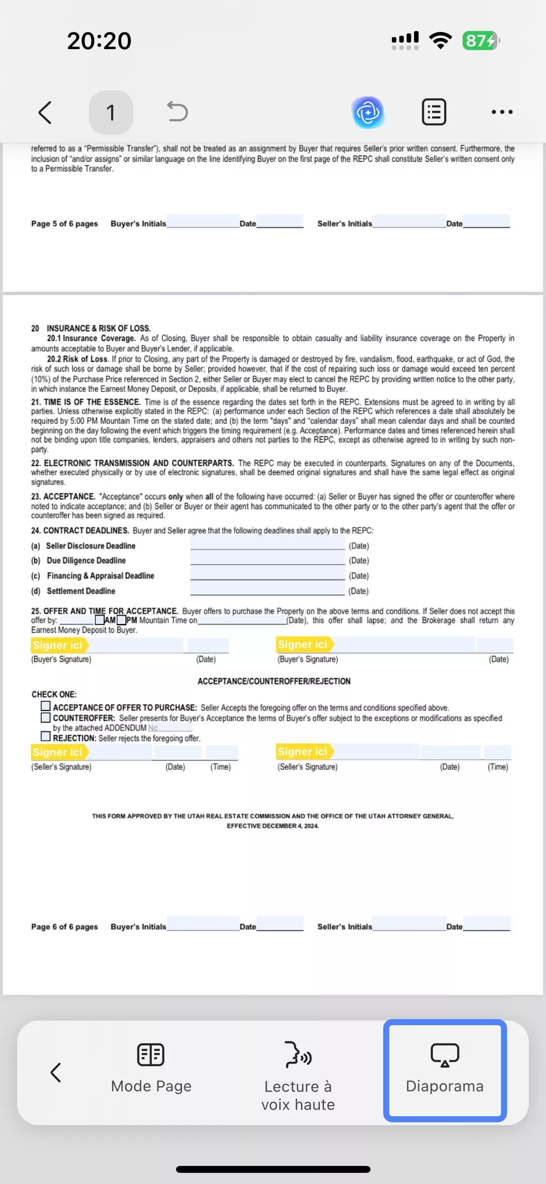 Ouvrir le diaporama dans updf