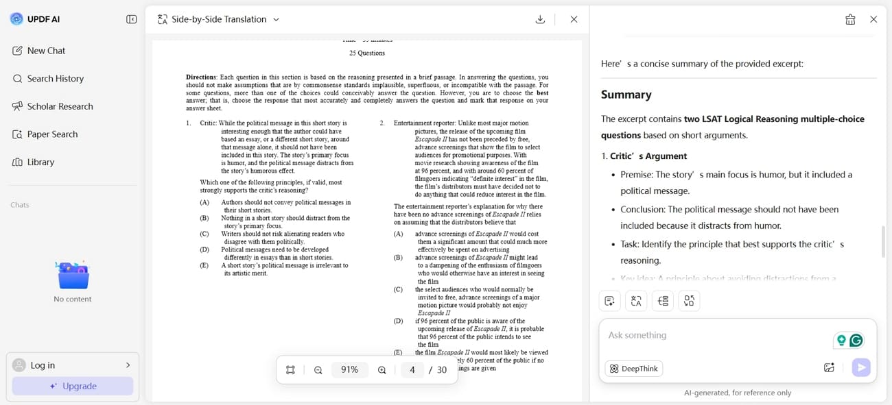 resumir respostas do lsat para melhor compreensão