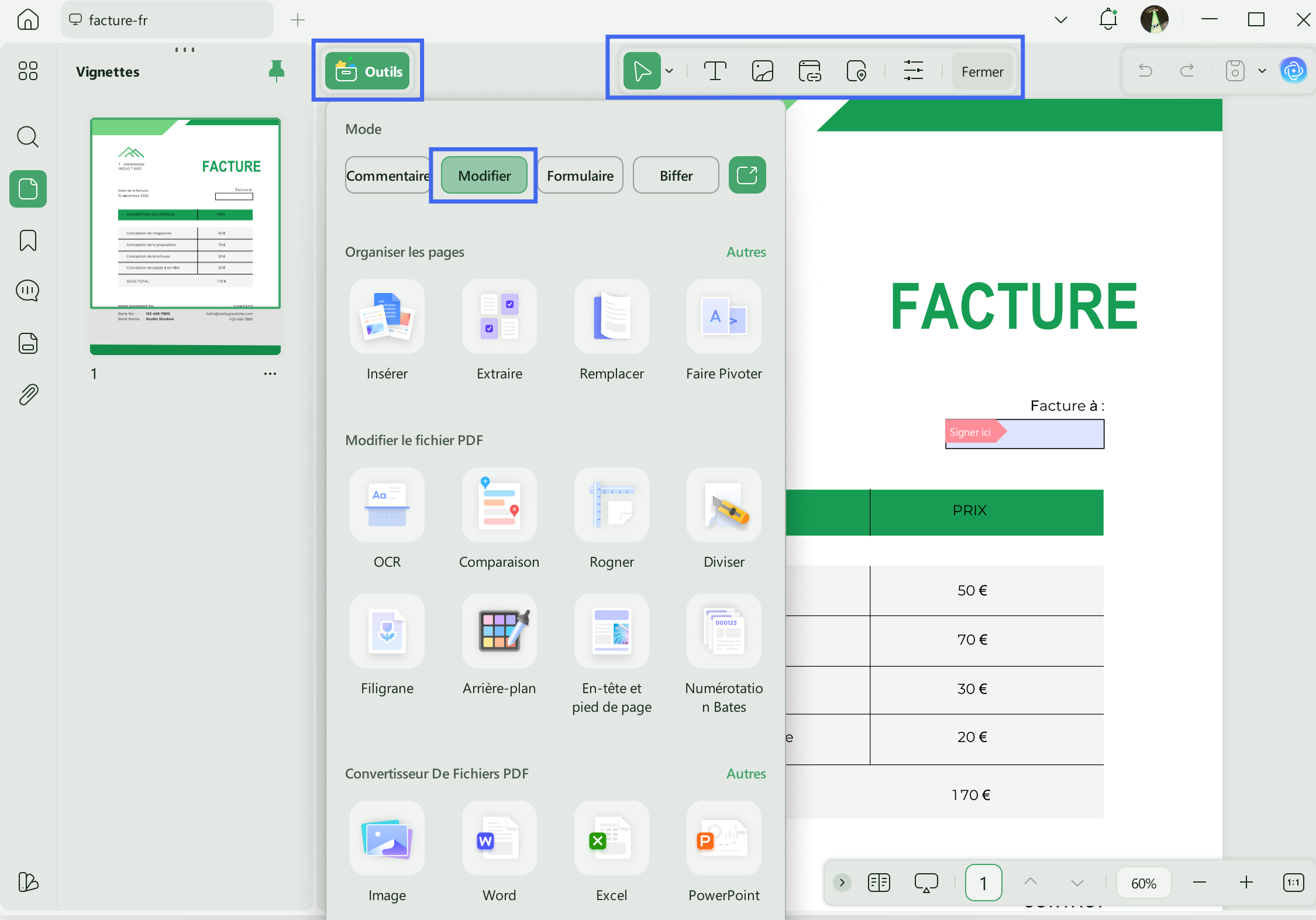 activer le mode édition updf windows
