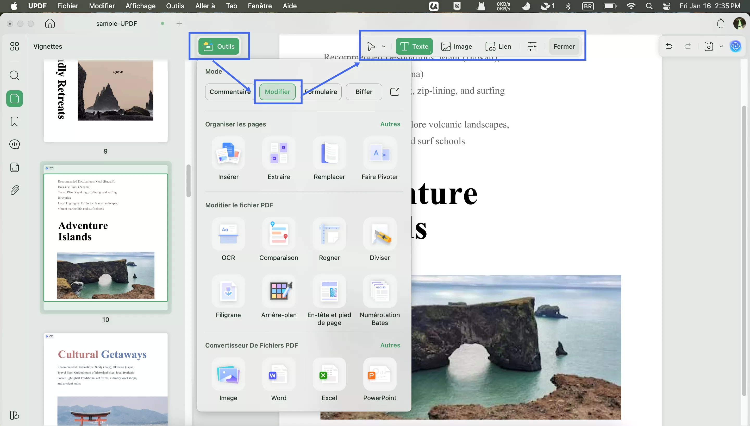 les outils d'édition