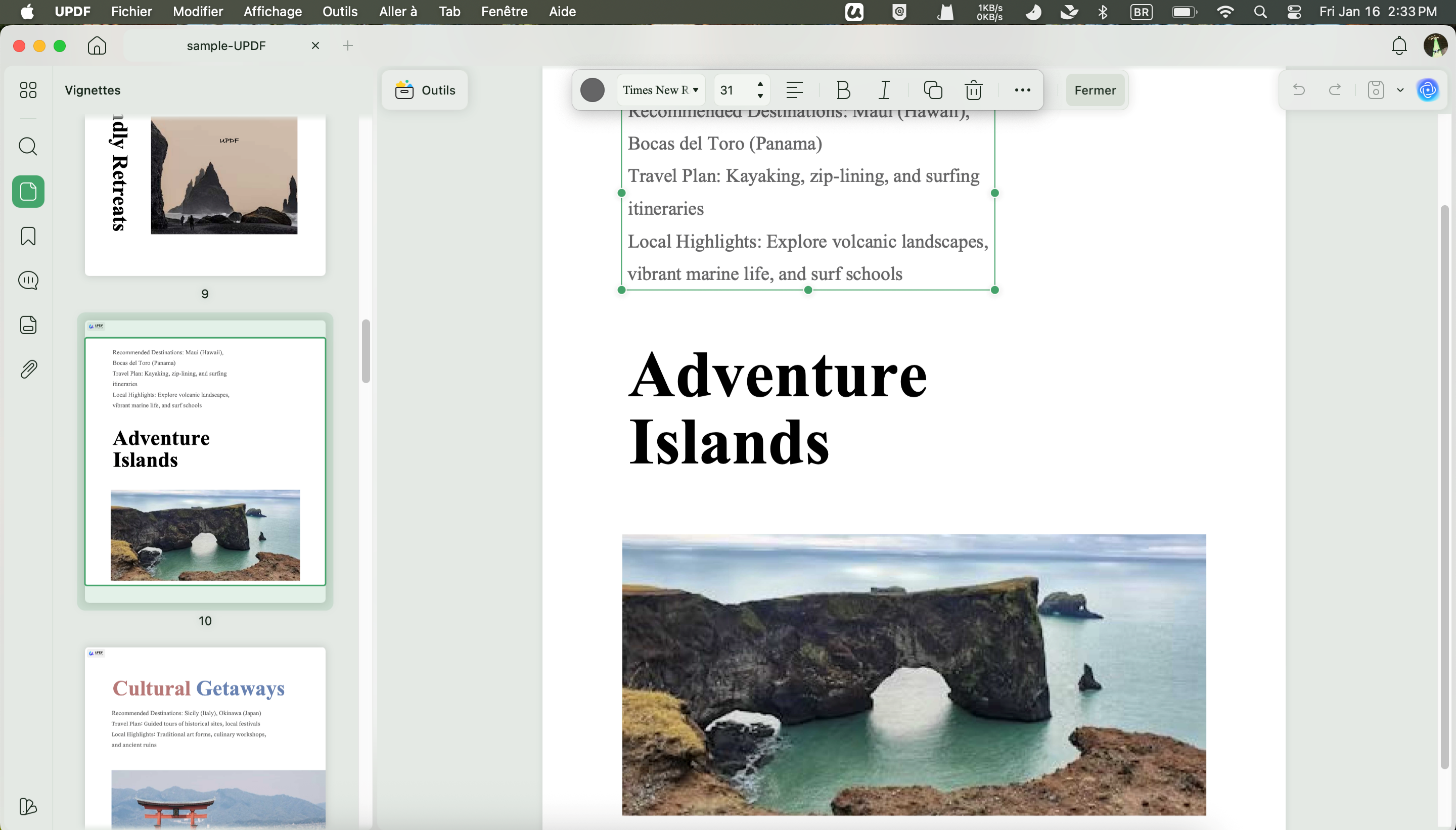 Modifier du texte sur Mac