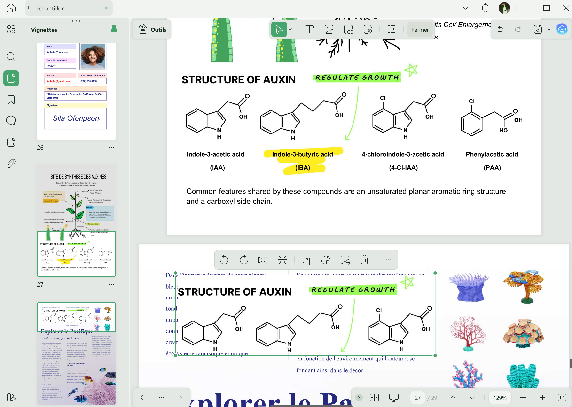 déplacer des éléments sur plusieurs pages