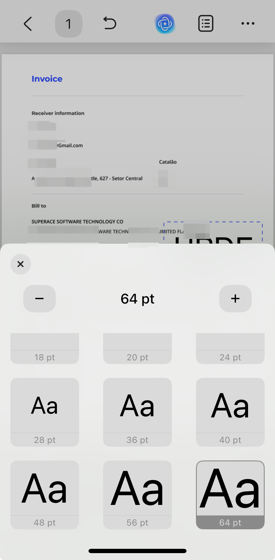 use os ícones de formatação acima do teclado