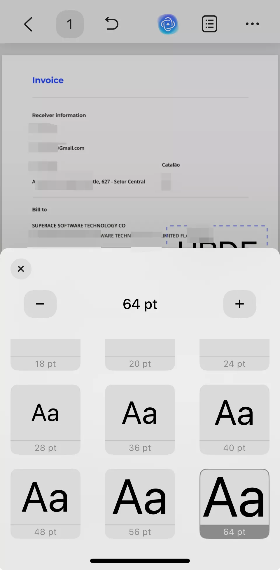 use os ícones de formatação acima do teclado