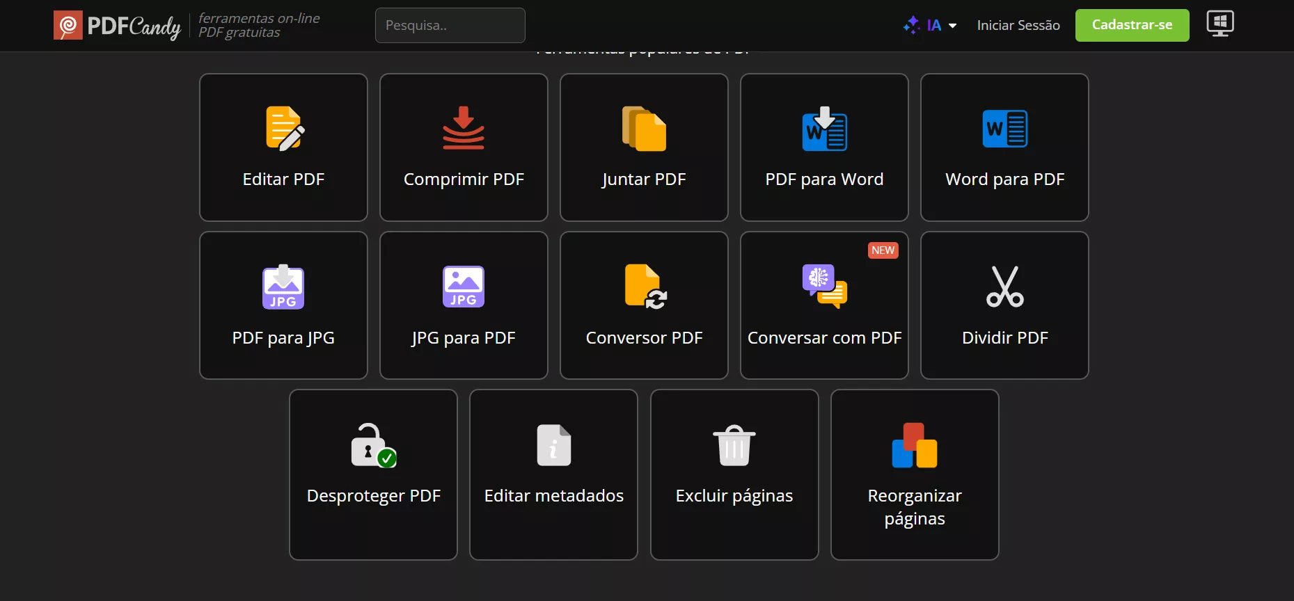 ferramentas online do pdf candy