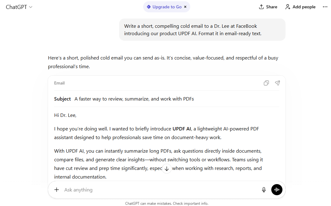 prompt for crafting email 