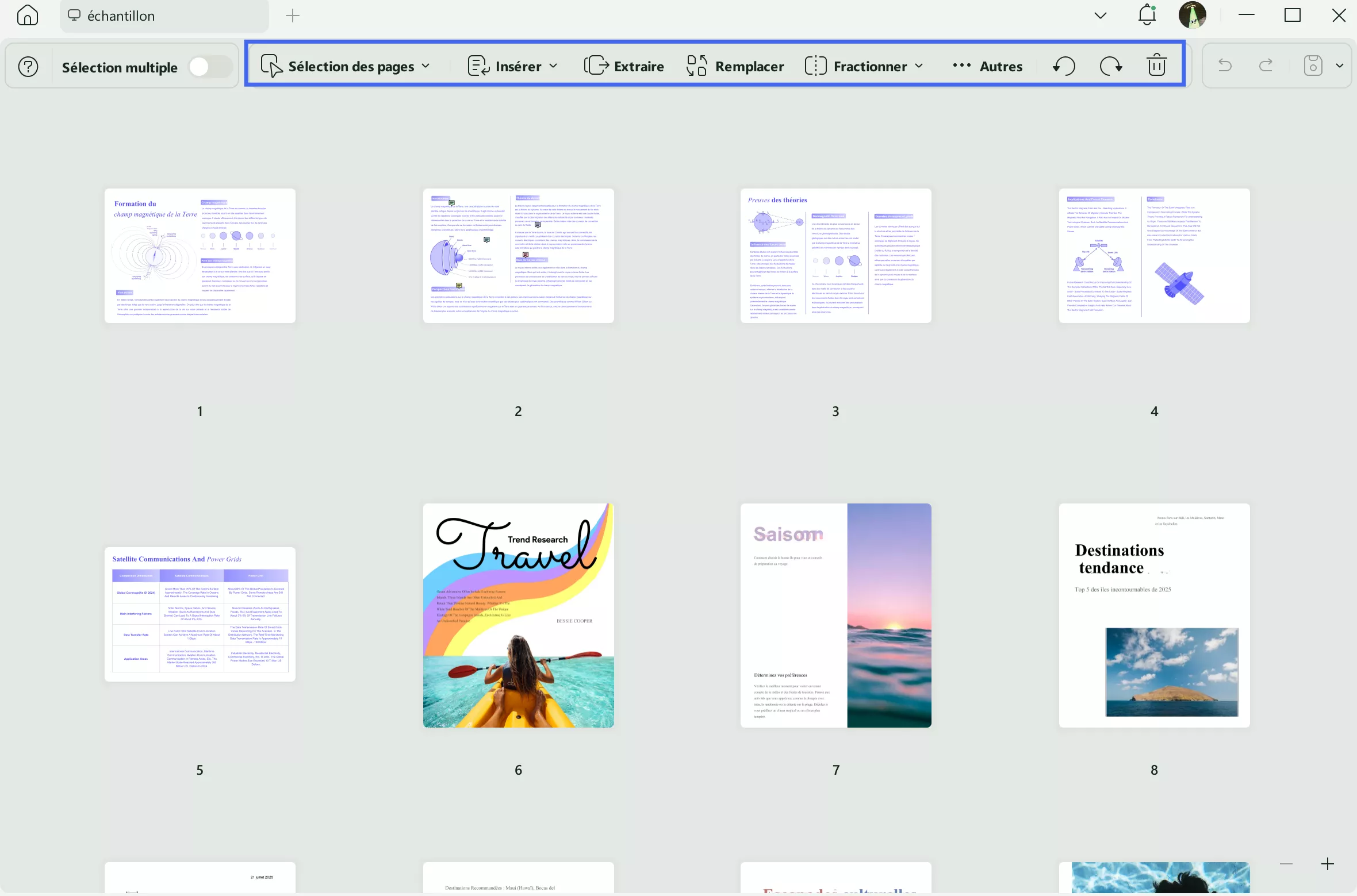 organiser les pages updf fenêtres