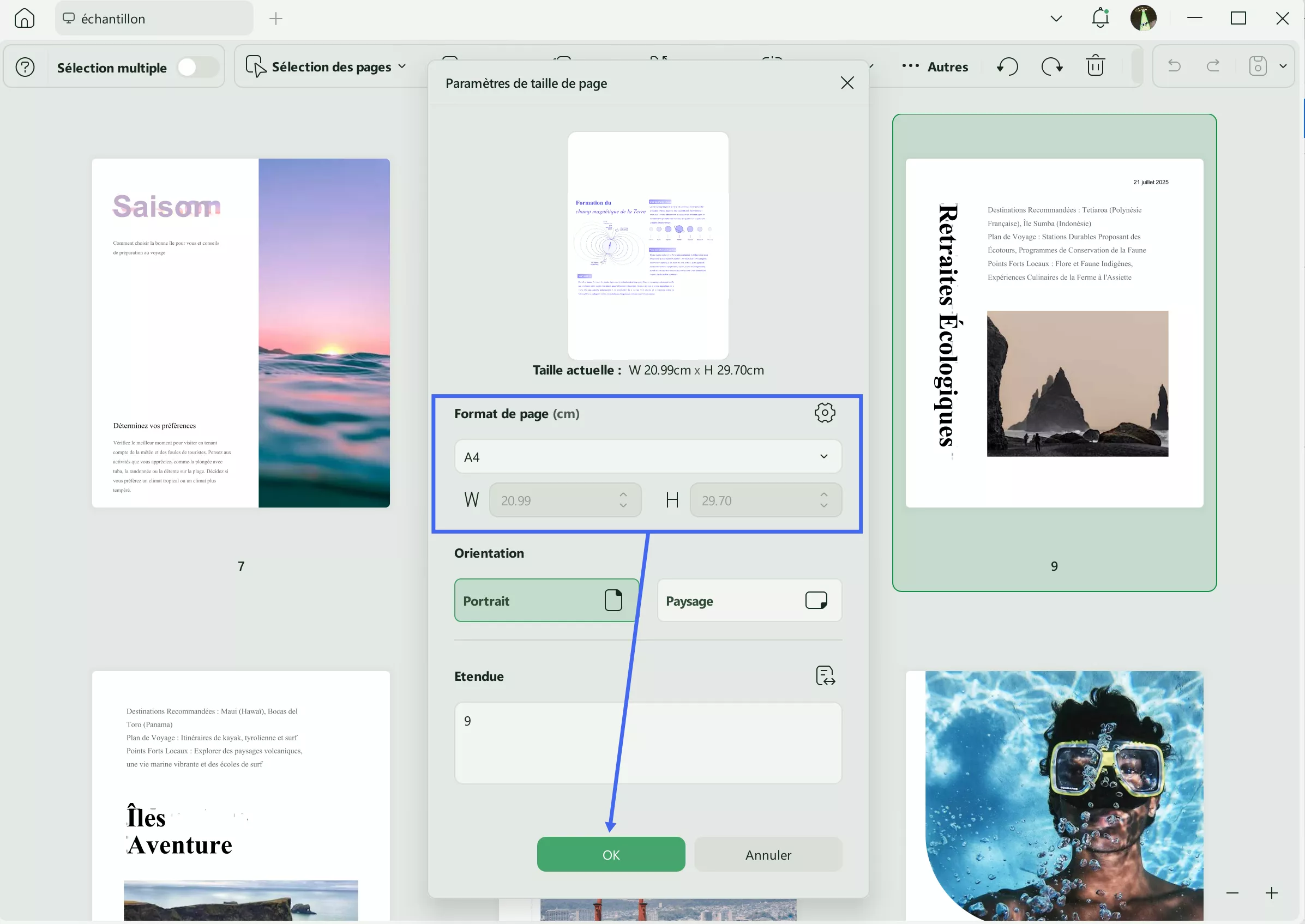 vérifier les dimensions du PDF updf