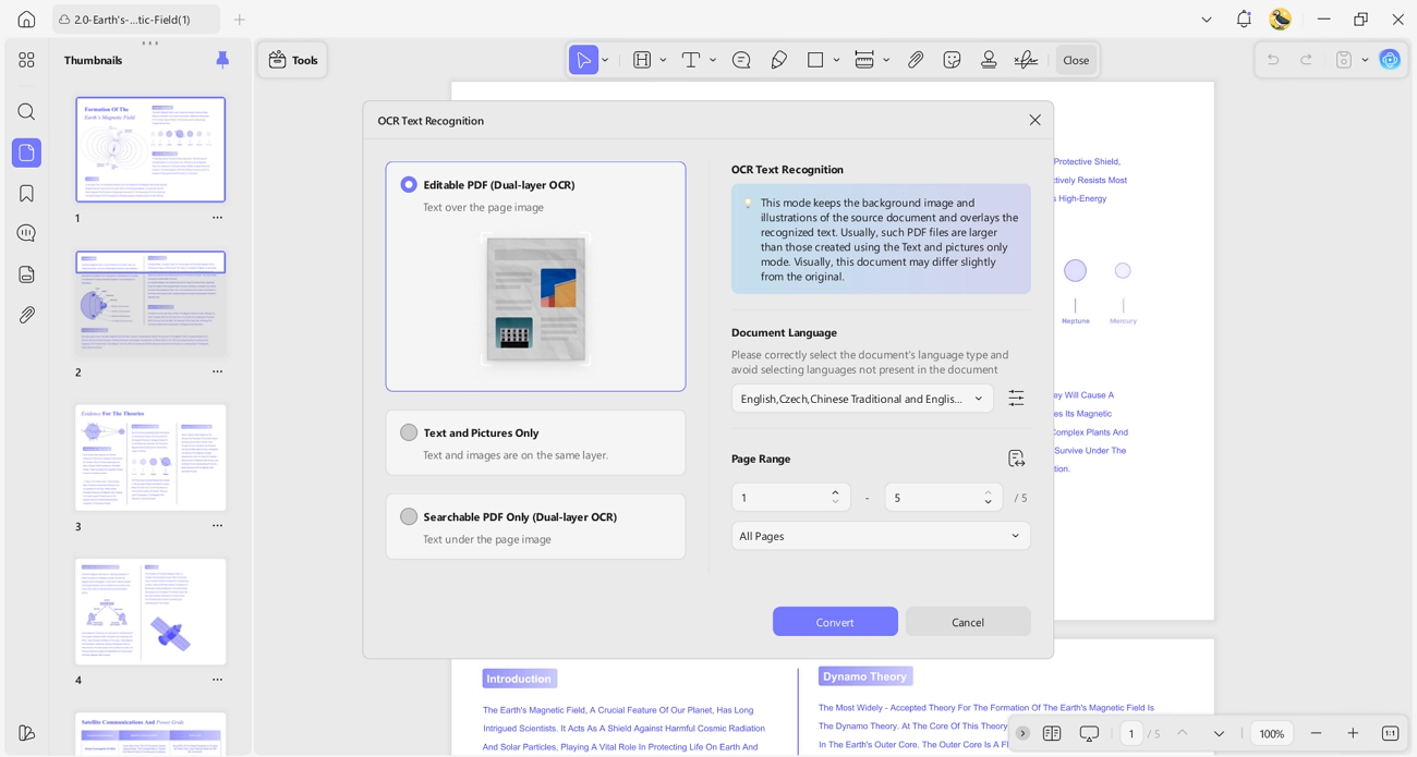 convert scanned pdfs multiple languages