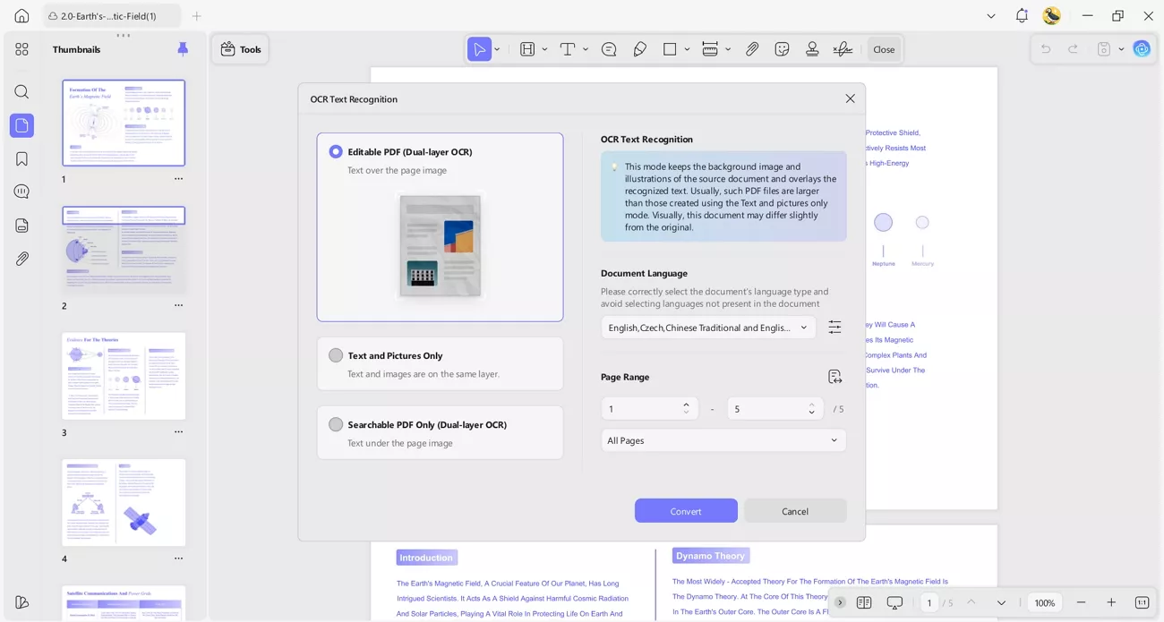 convert scanned pdfs multiple languages