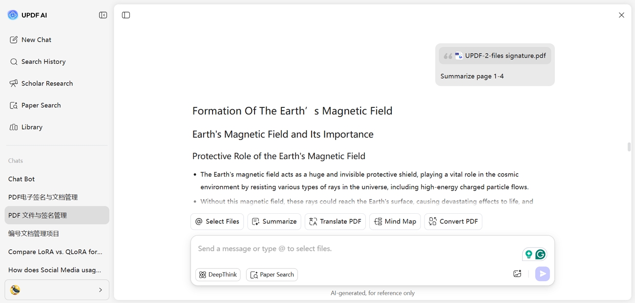 summarize pdf updf ai online