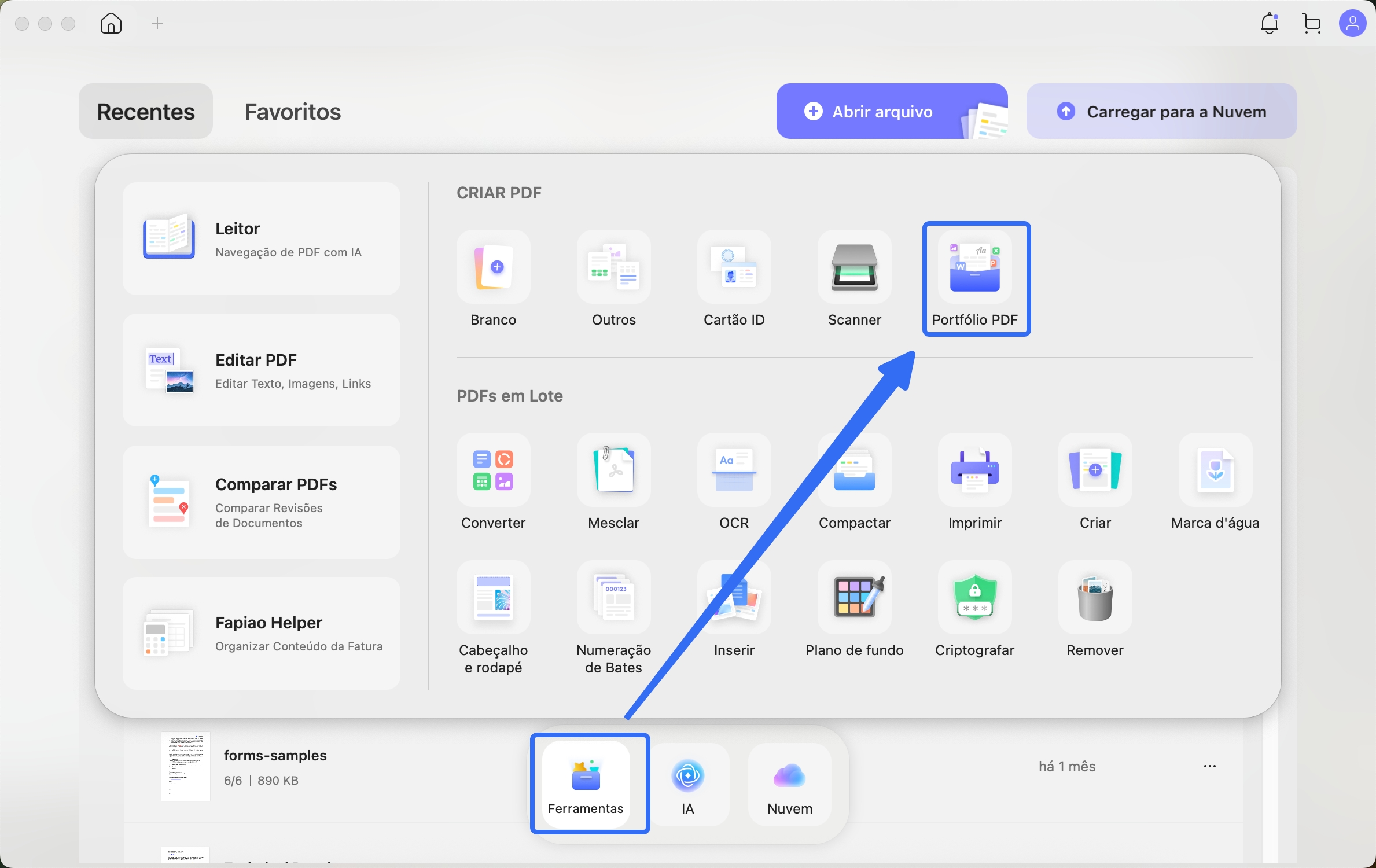 portfólio de PDF updf mac
