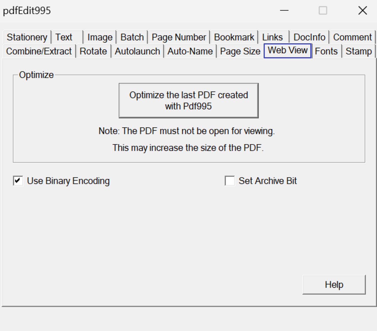 access optimize option in web view