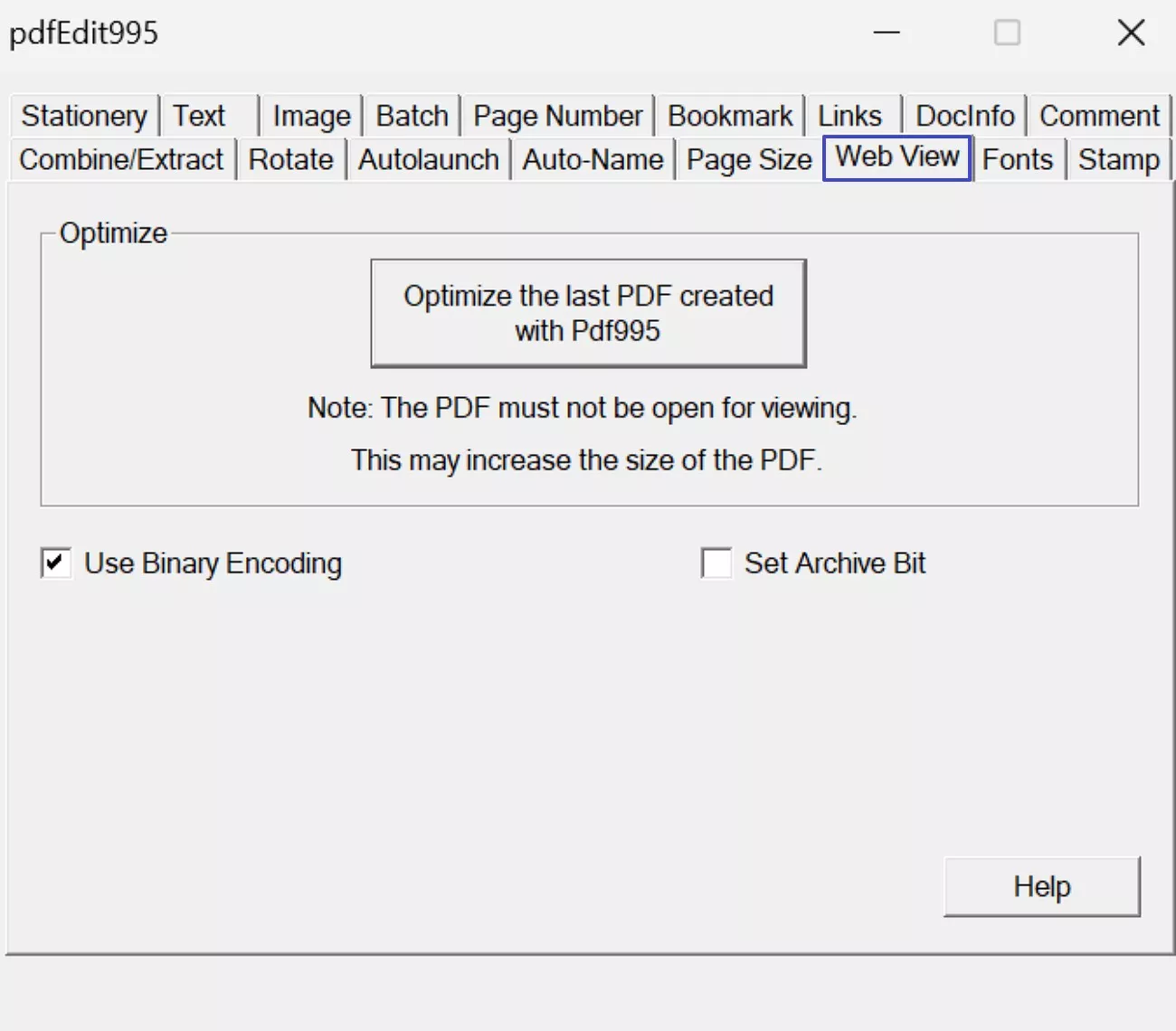 access optimize option in web view