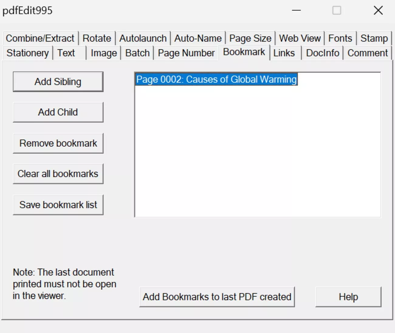 add bookmarks in pdf995