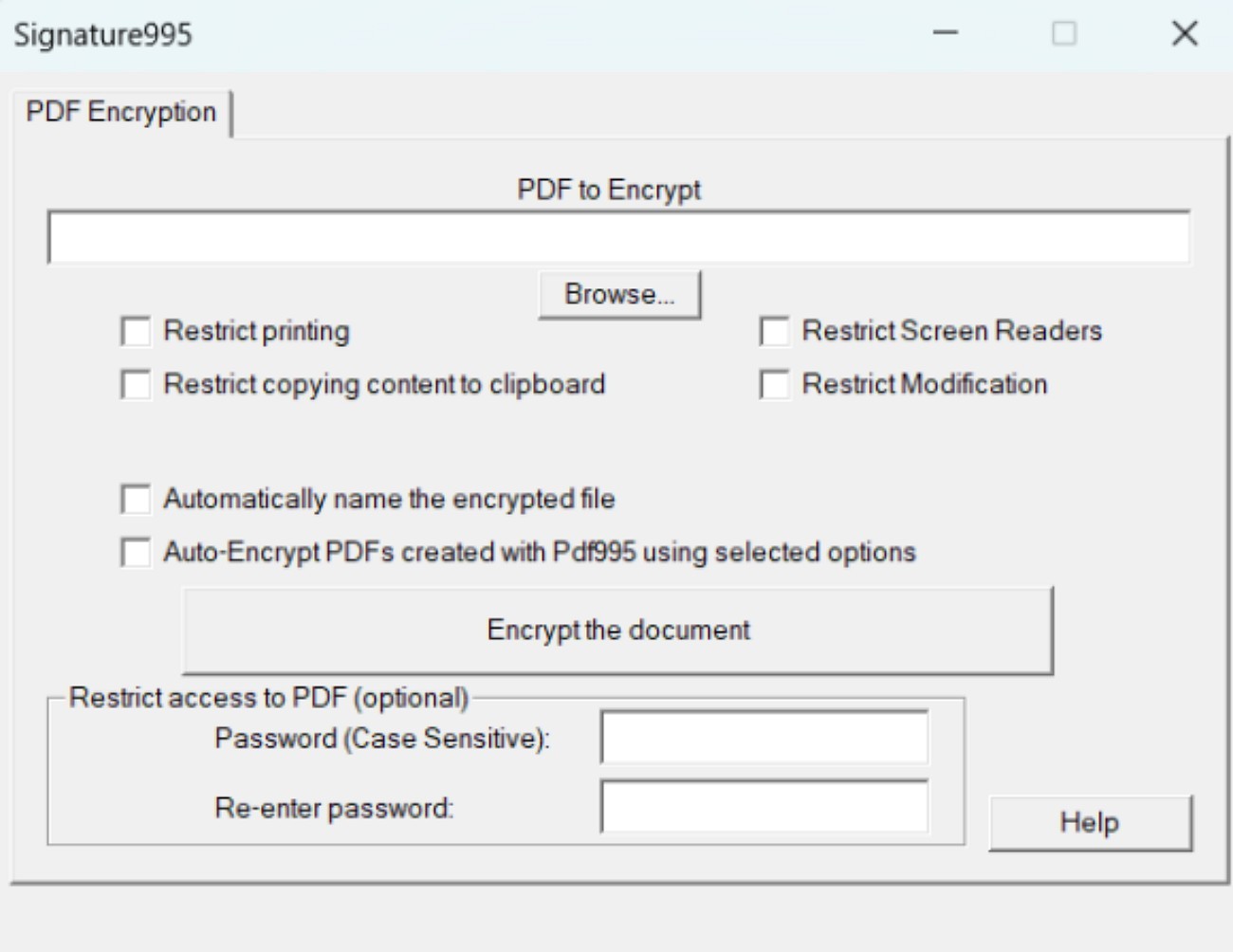 launch the signature995 for protecting pdf files