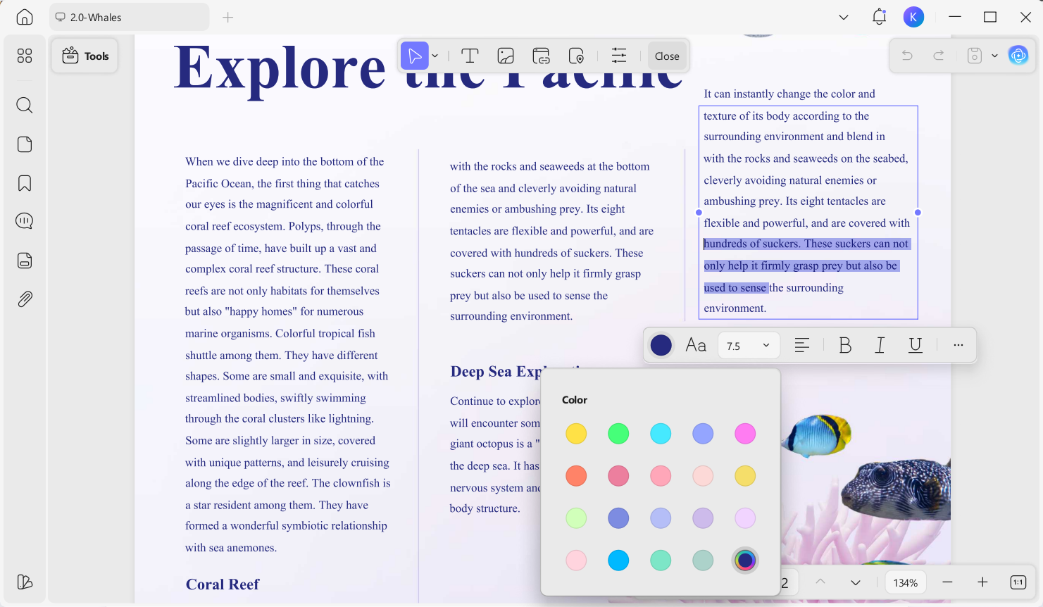 access the editing feature
