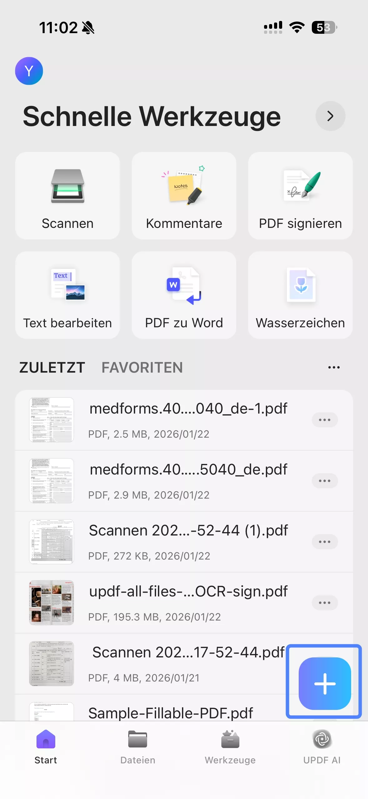 Scanner updf ios auswählen