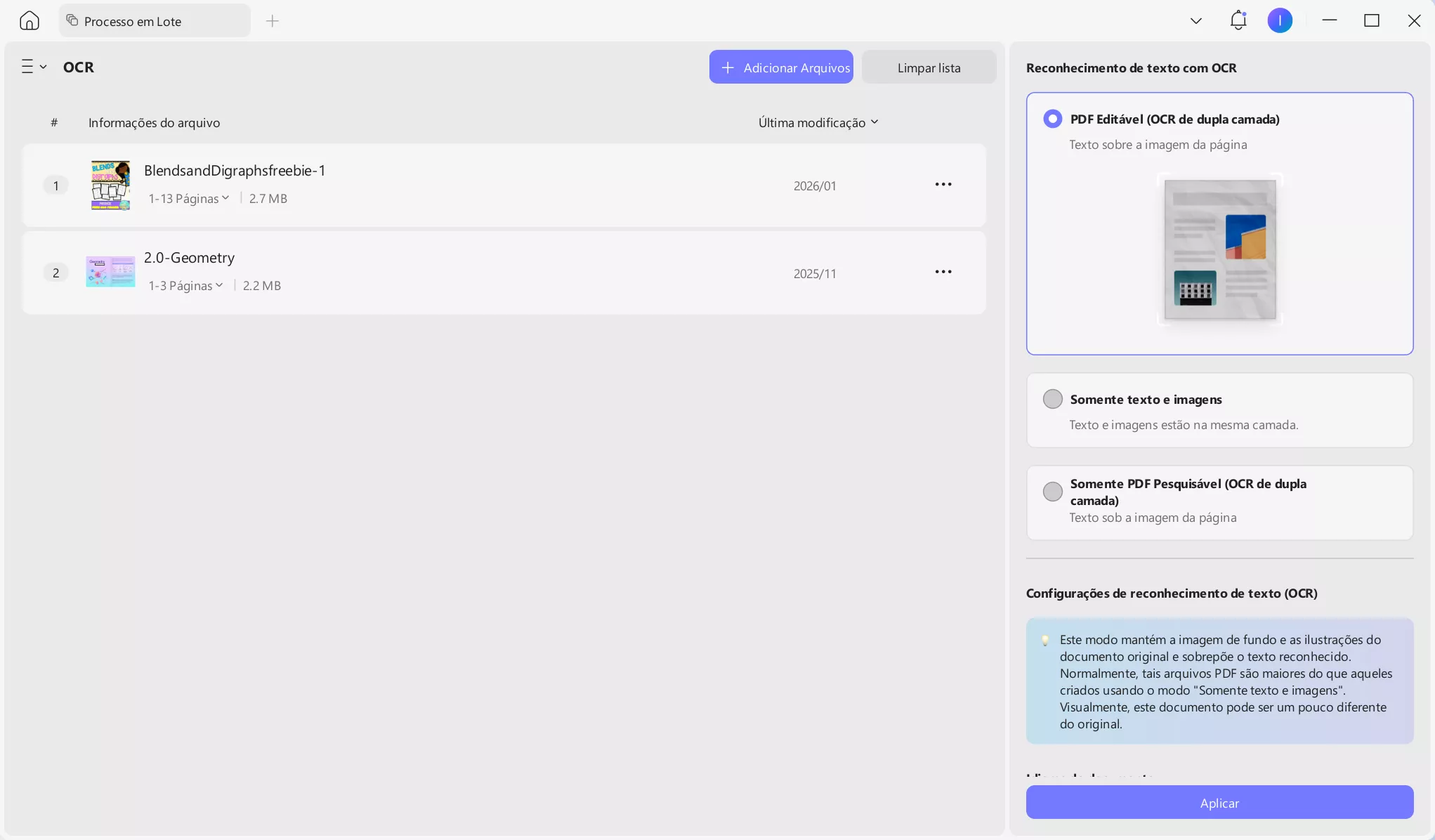 aplicar em lote de pdf para word