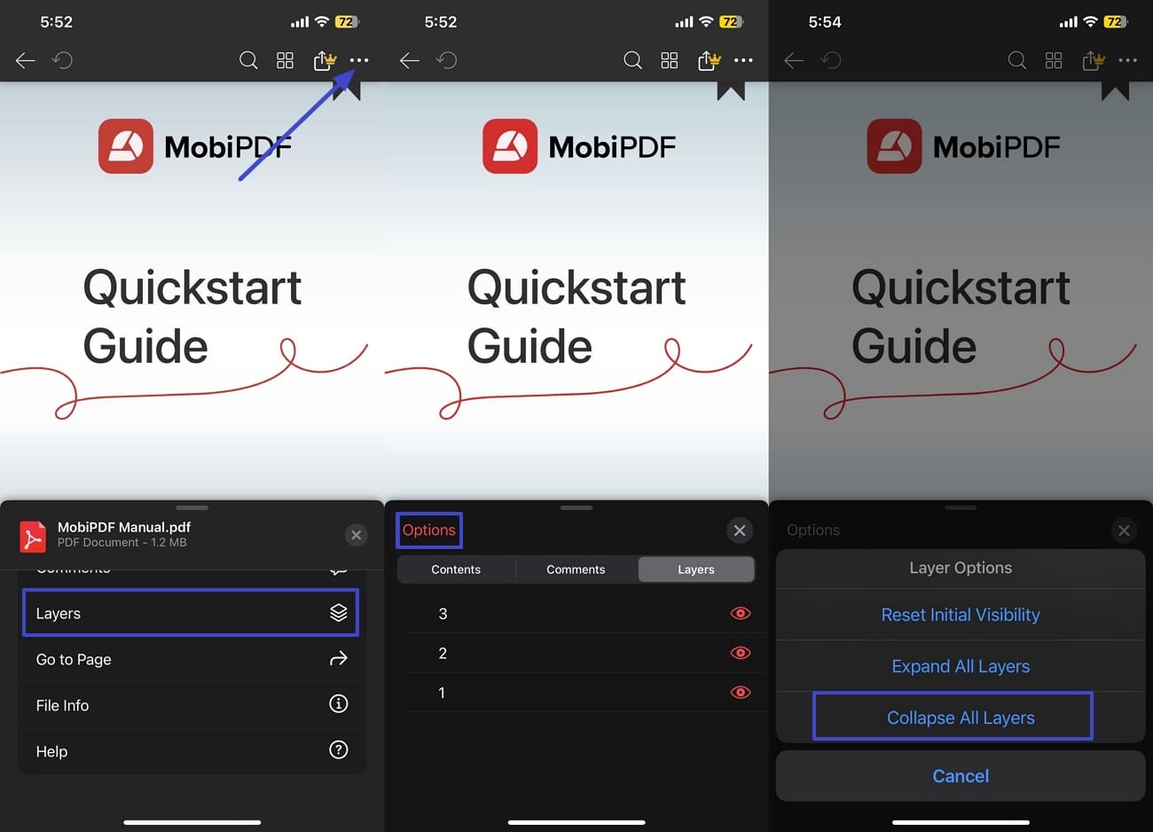 mobipdf mobile app collapsing pdf layers