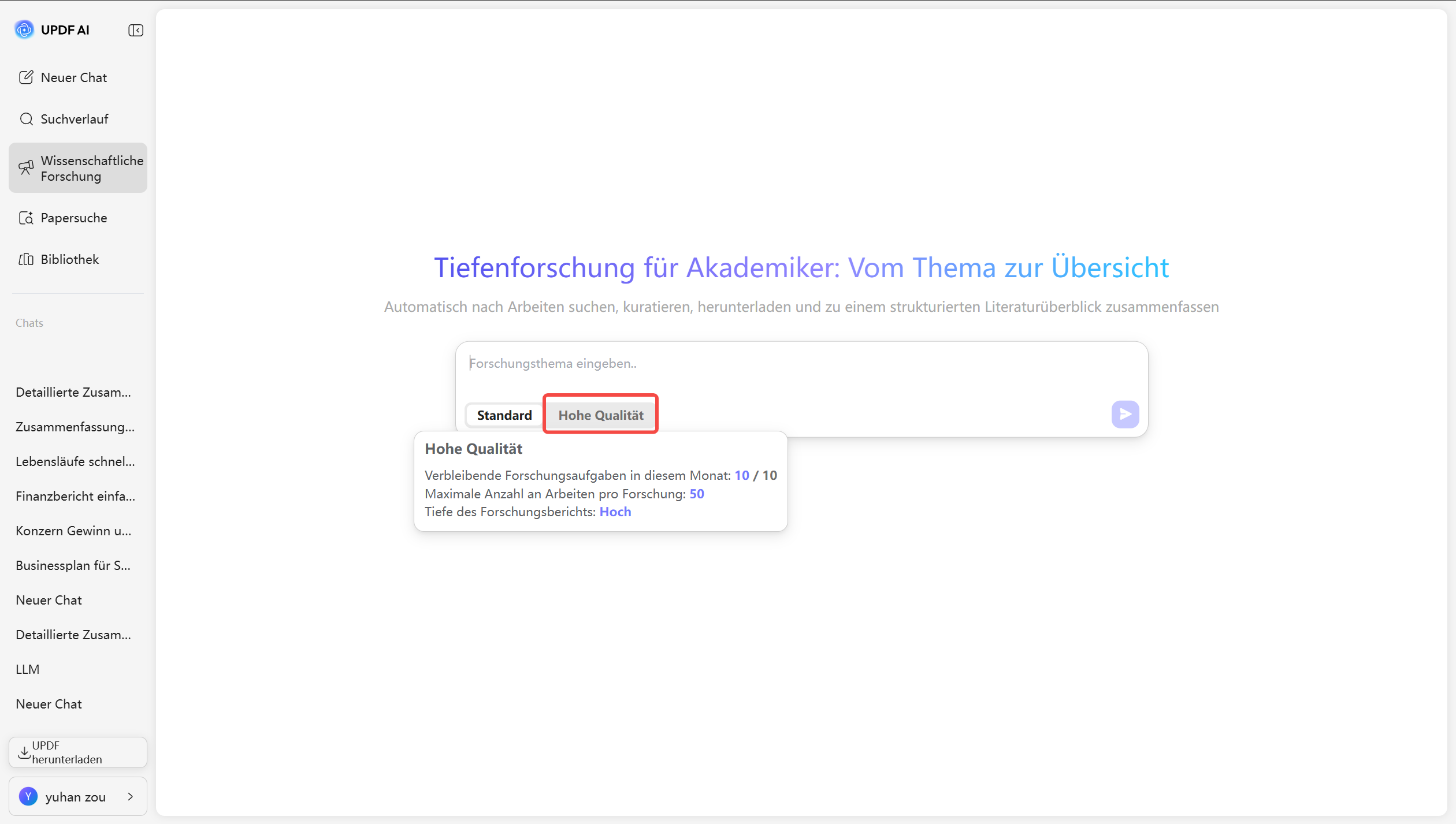 UPDF AI Online Wissenschaftliche Forschung