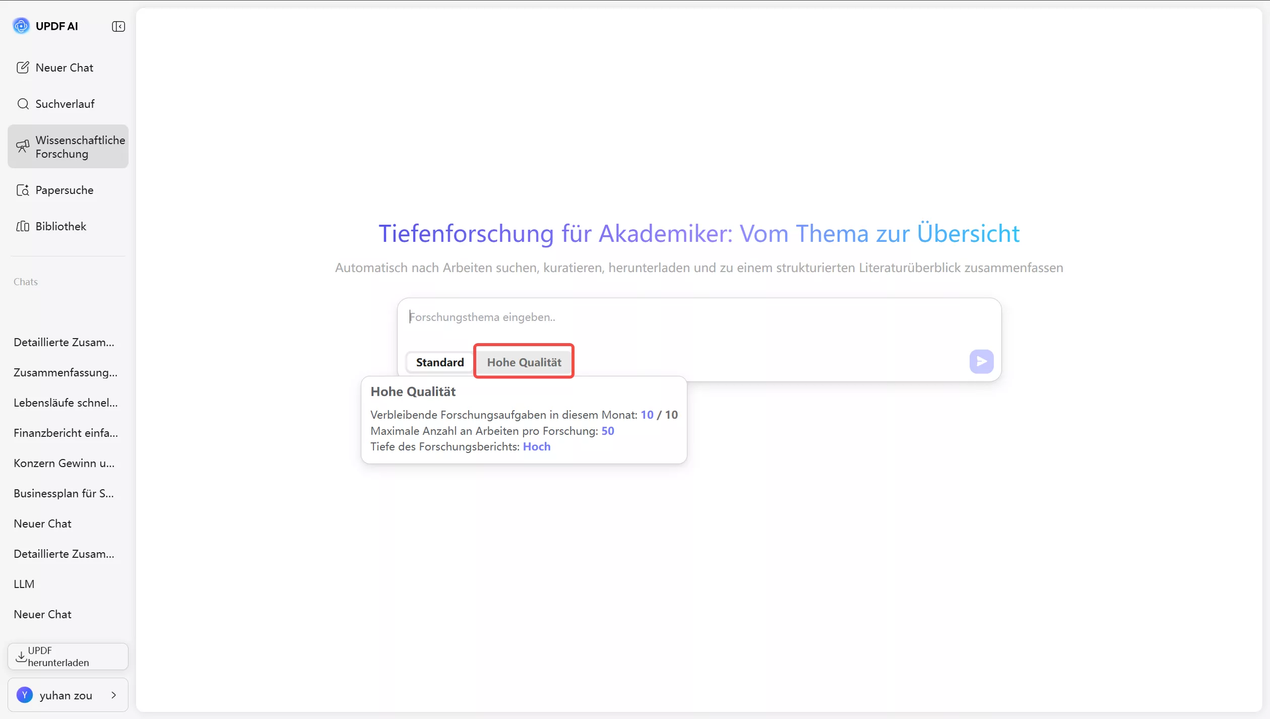 UPDF AI Online Wissenschaftliche Forschung