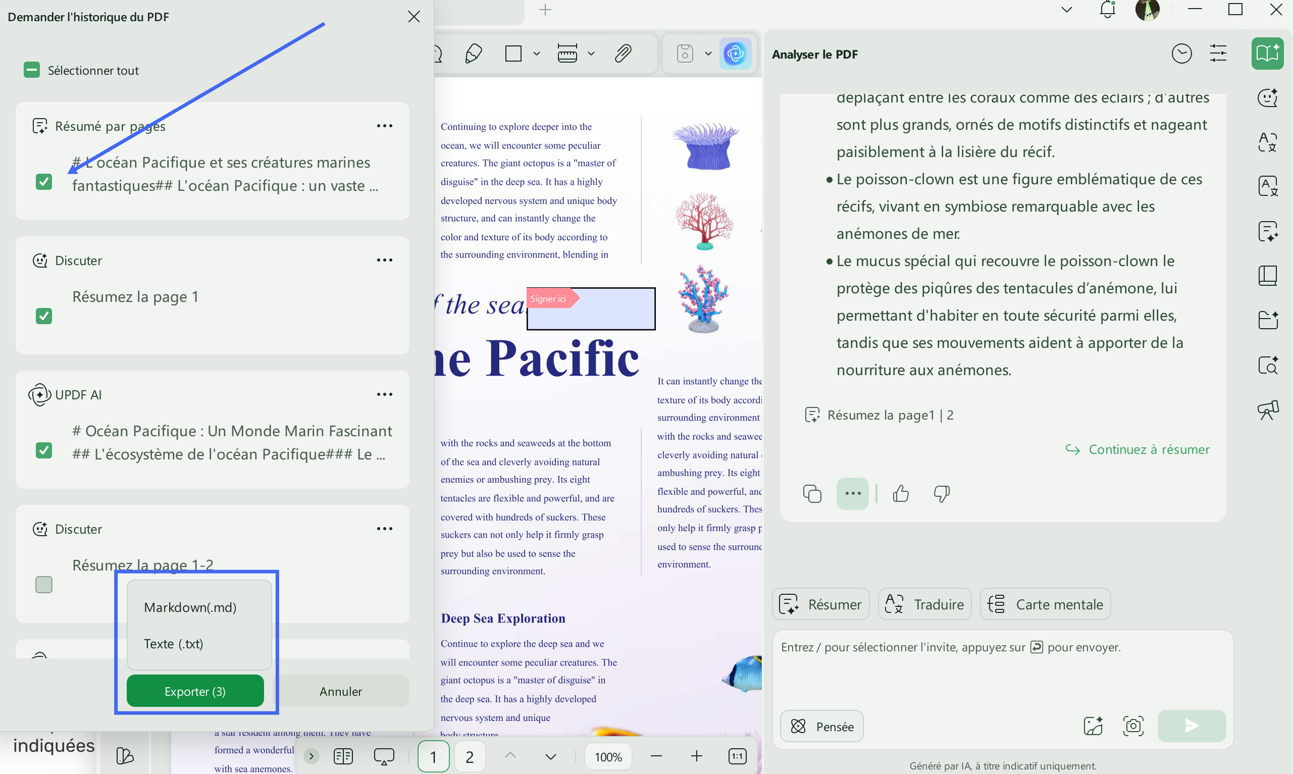 Exporter au format souhaité : updf ai windows
