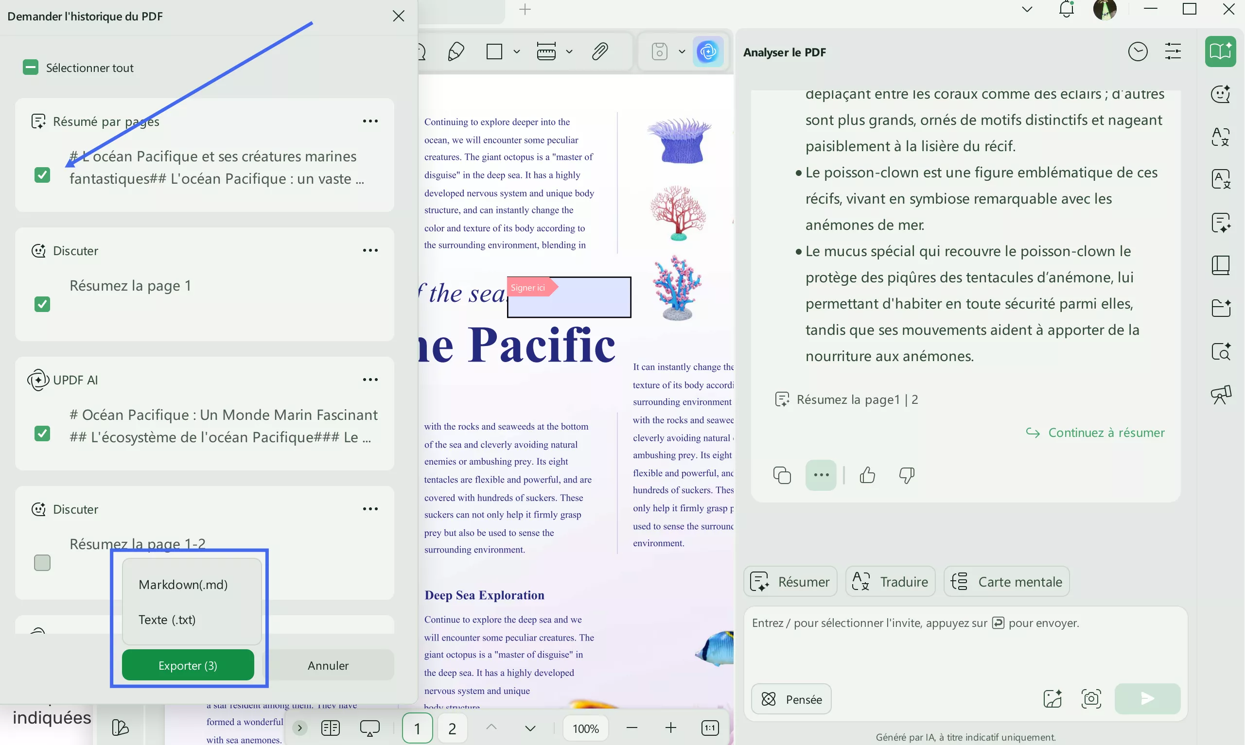 Exporter au format souhaité : updf ai windows