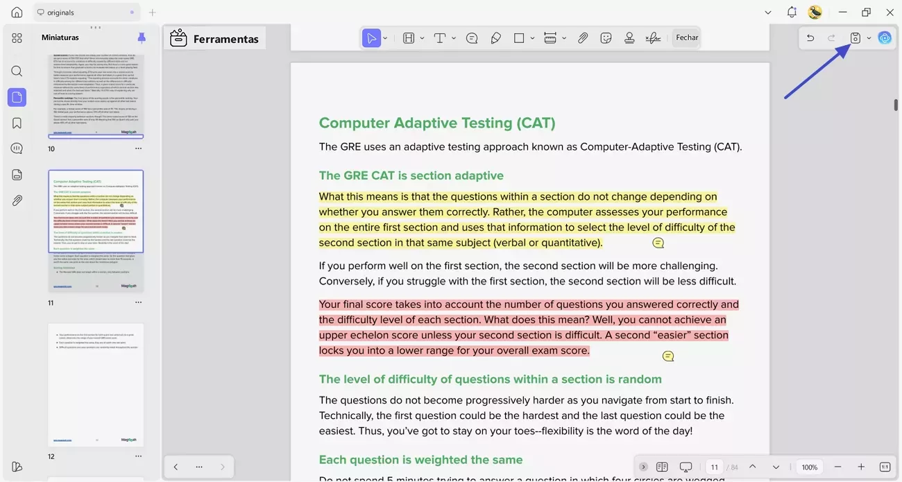 revisar e atualizar semanalmente as notas do gre