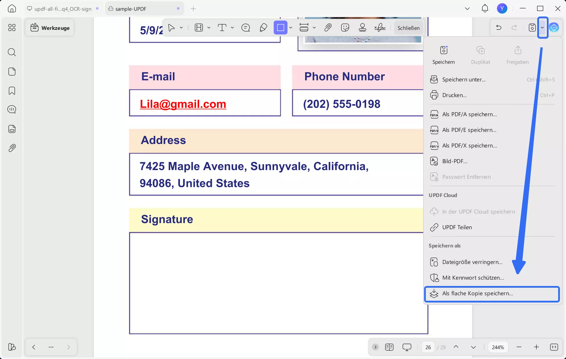 Als flache Kopie speichern